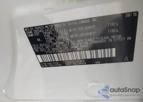 2016 Toyota Rav4 Le from USA, damaged, VIN 2T3ZFREVXGW302321